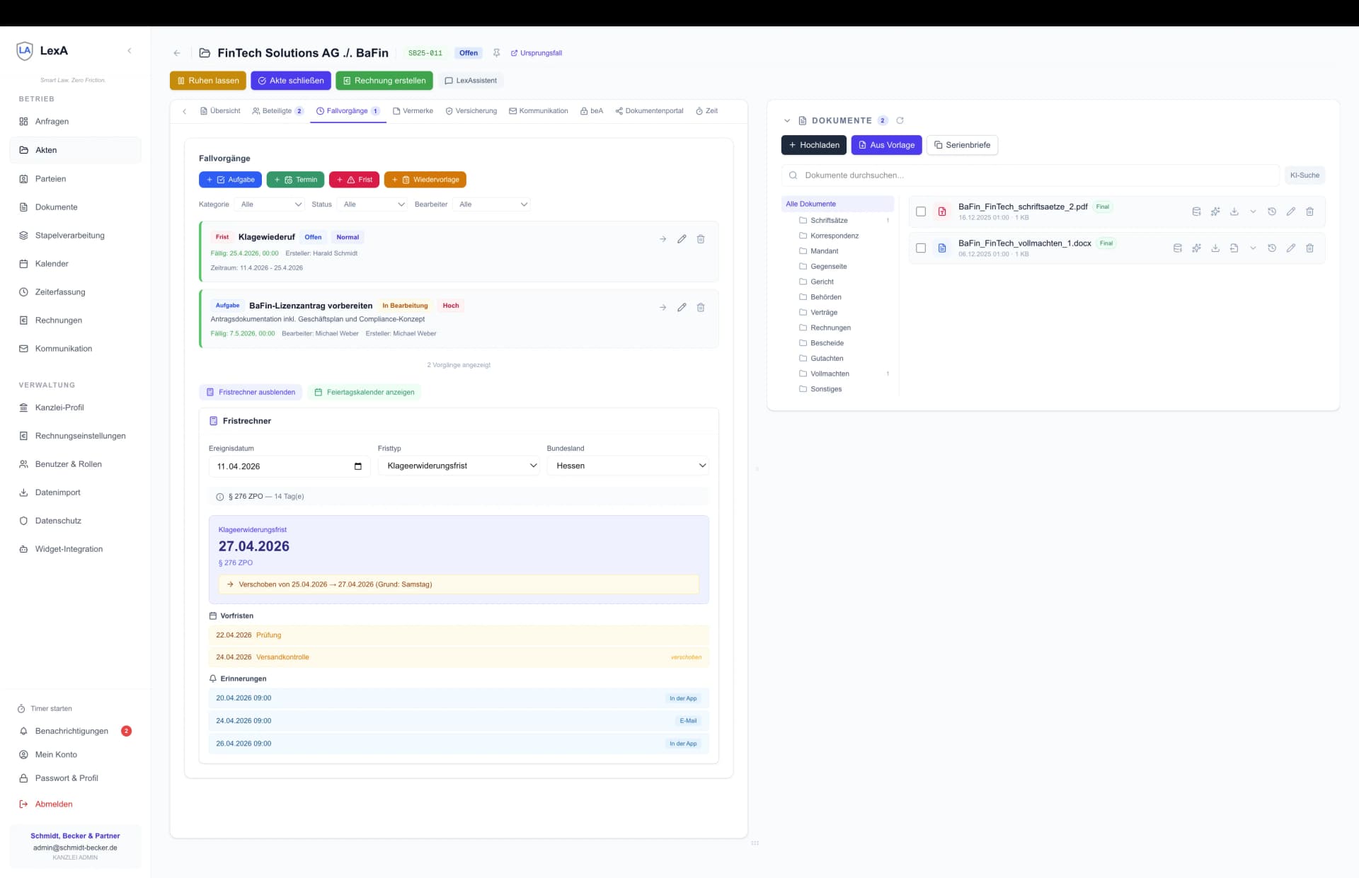 Automatisierte Fallvorgänge und Wiedervorlagen