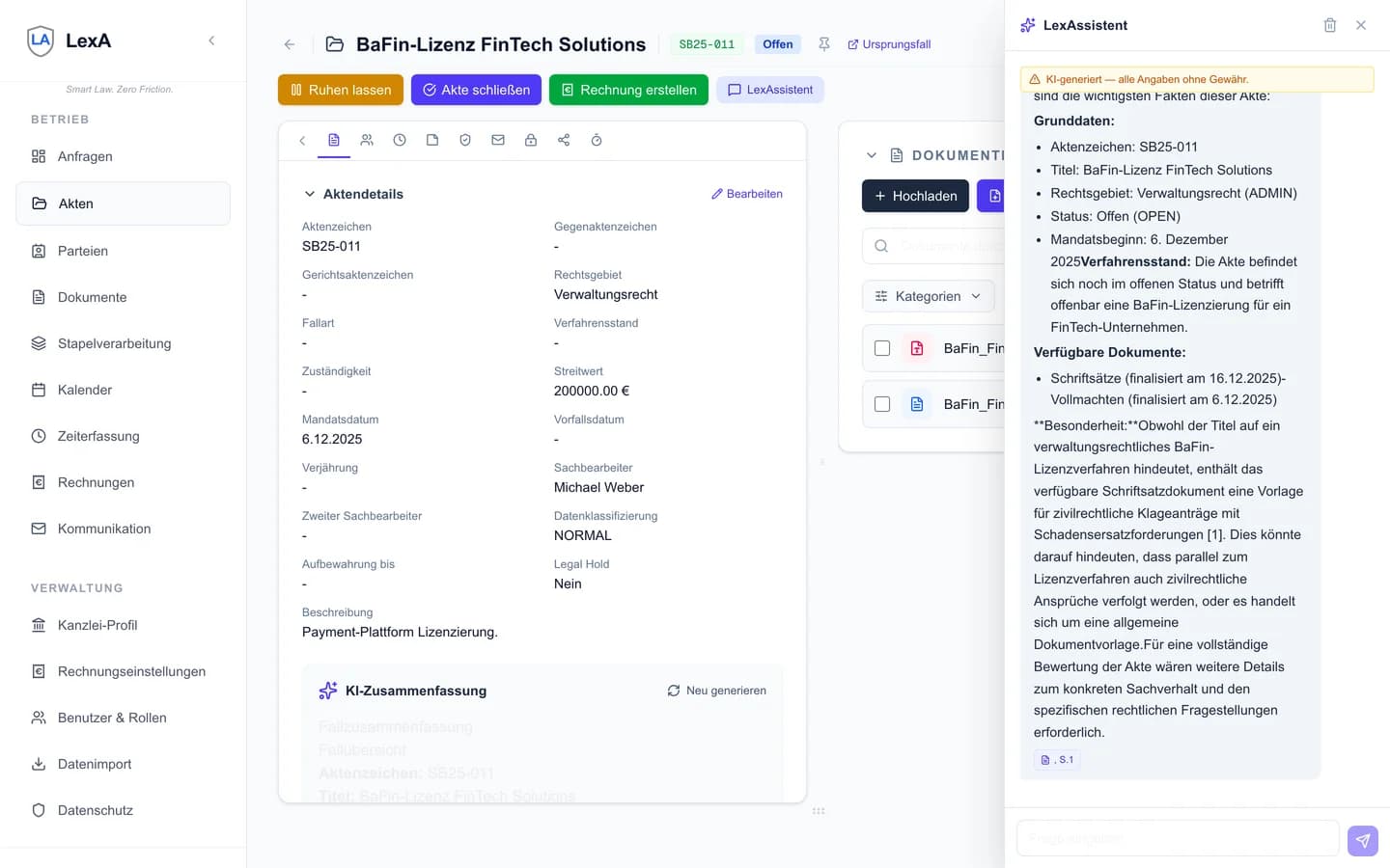 Example scenario: Litigation boutique